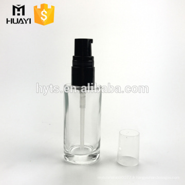 Bouteille de pompe de lotion de verre cosmétique claire de 30ml